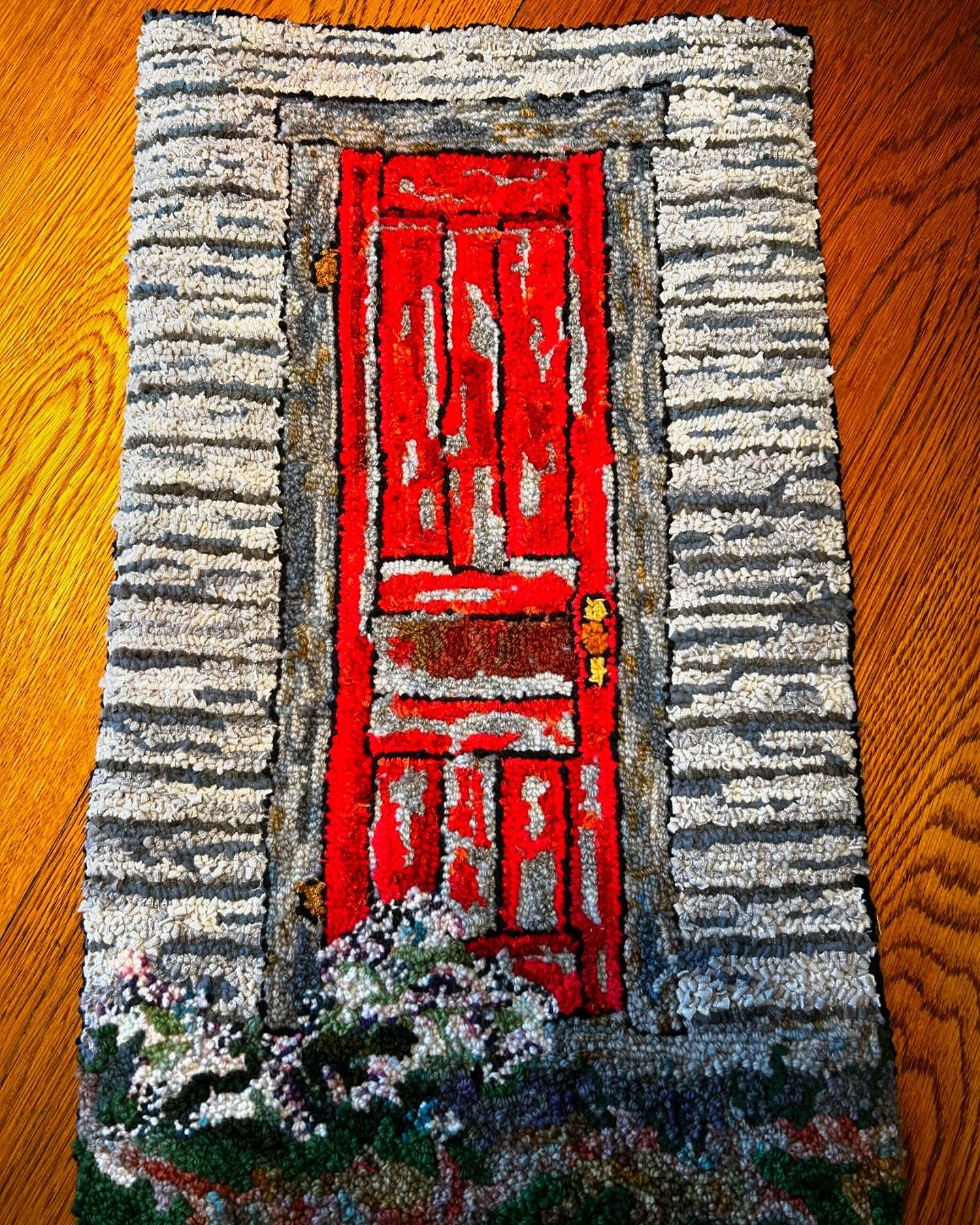 Fred's Red Door - Linen Pattern - 15 x 24 approx