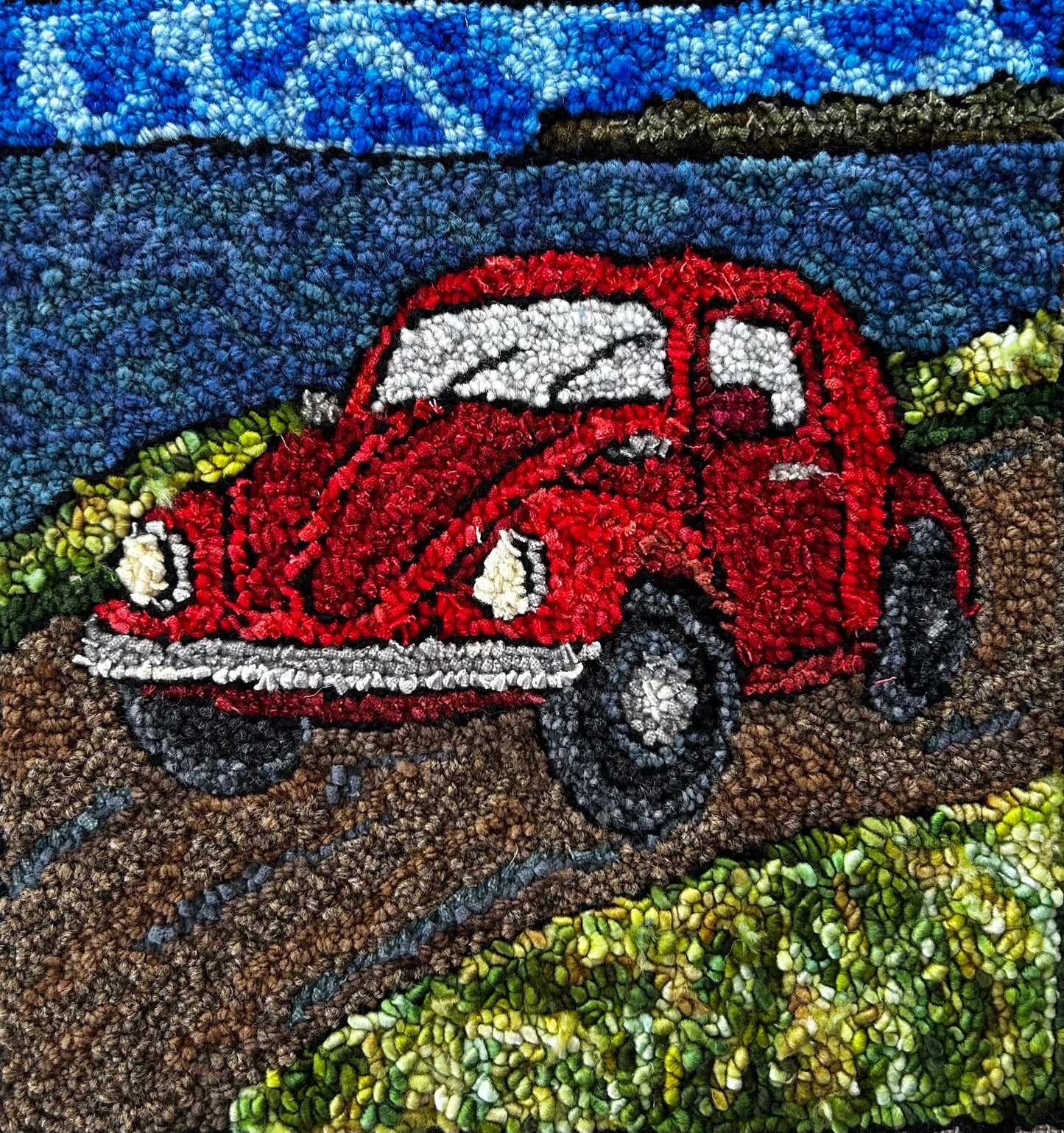 Red Beetle on the move (approx 12 x 12)