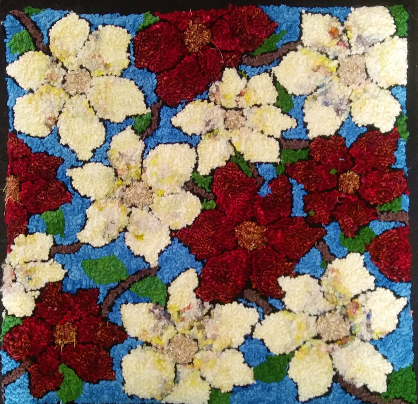 Fresh Flush of Blooms - Burlap Pattern - 12 x 12" approx