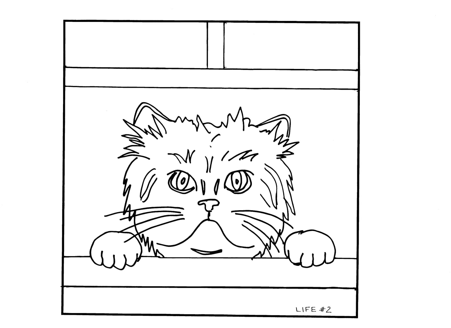 Nine Lives - Life #2 - Linen Pattern - 12 x 12 approx