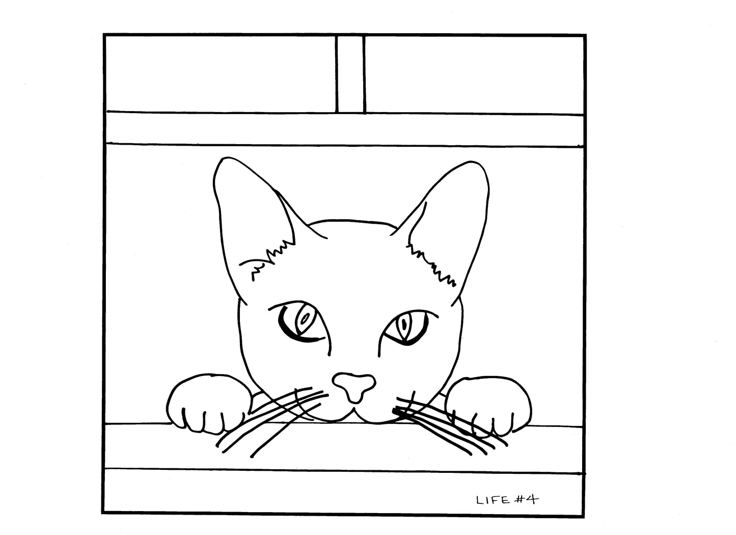 Nine Lives - Life #4 - Burlap or Linen Pattern - 12 x 12 approx