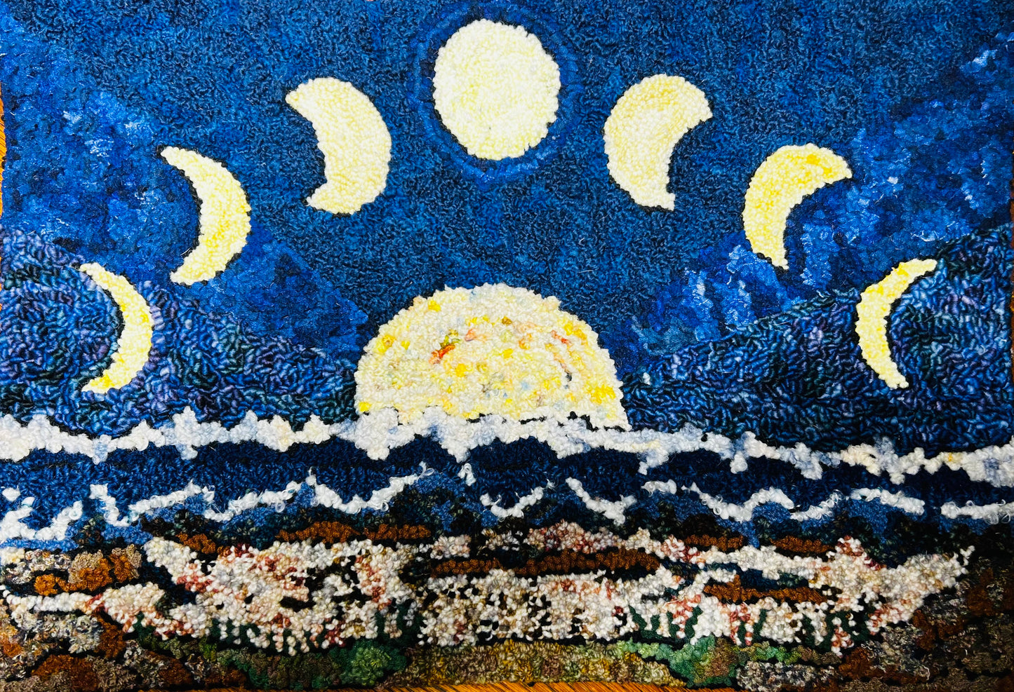 Northumberland Moons - approx 11" x 17" on linen and framed