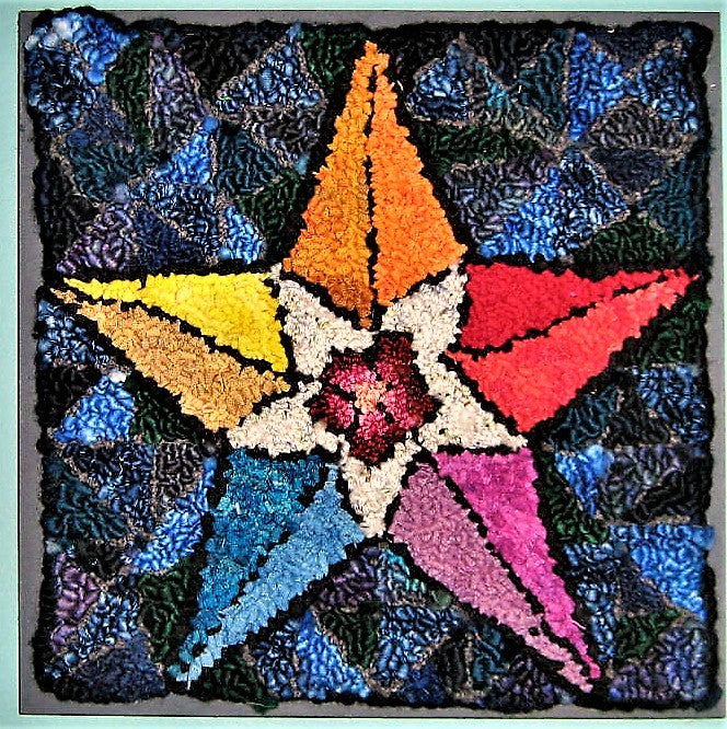 Garden's Star - Linen Pattern - 12 x 12 inch approx