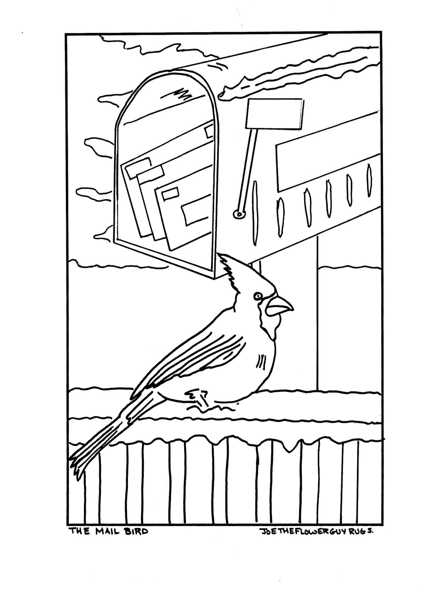 The Mail Bird - Burlap Pattern - 11x17 approx