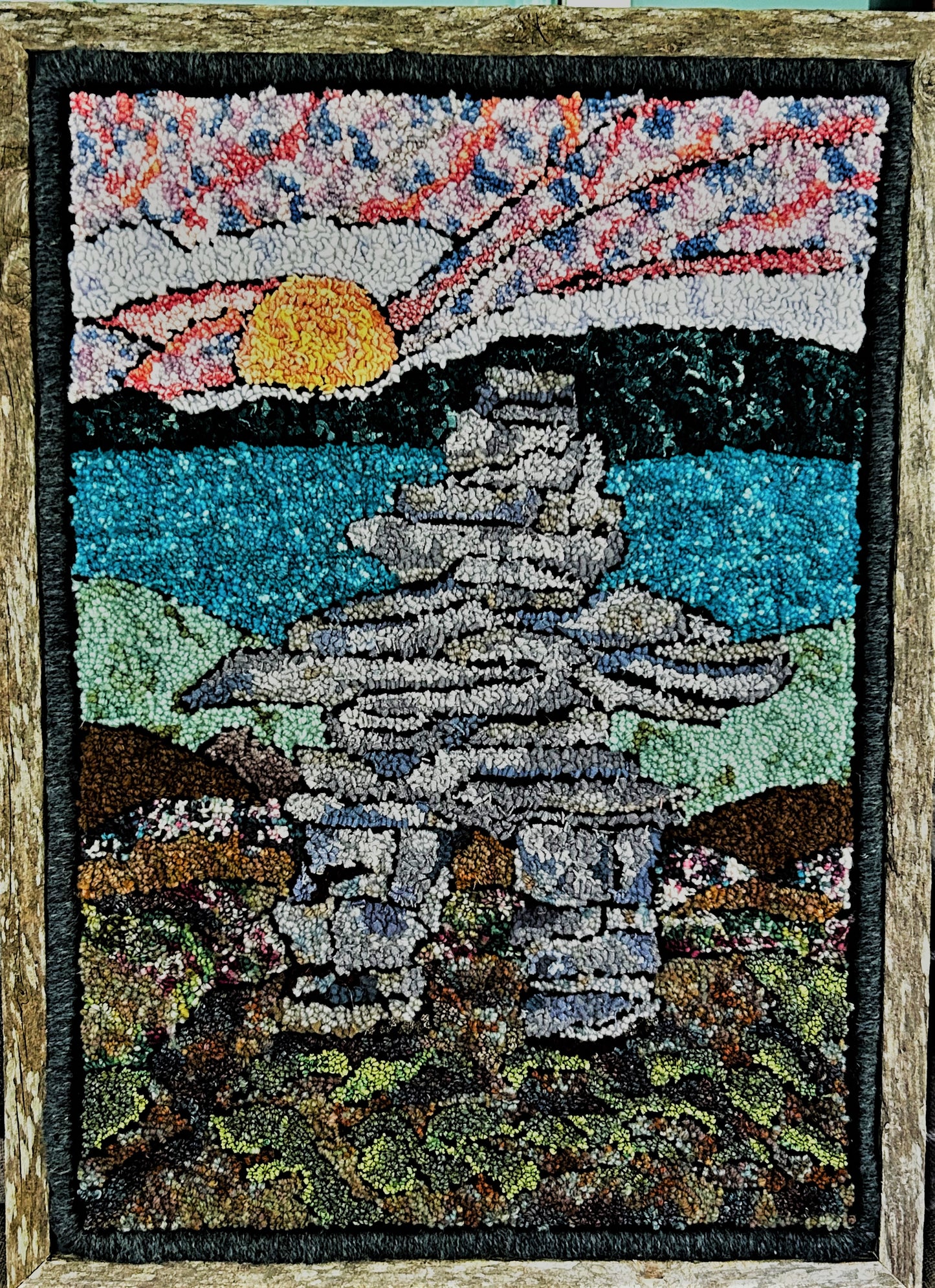 Blueberry Inukshuk - Burlap pattern - 11 x 17 approx