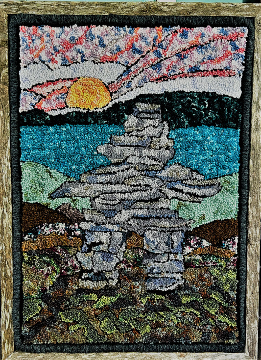 Blueberry Inukshuk - Burlap pattern - 11 x 17 approx