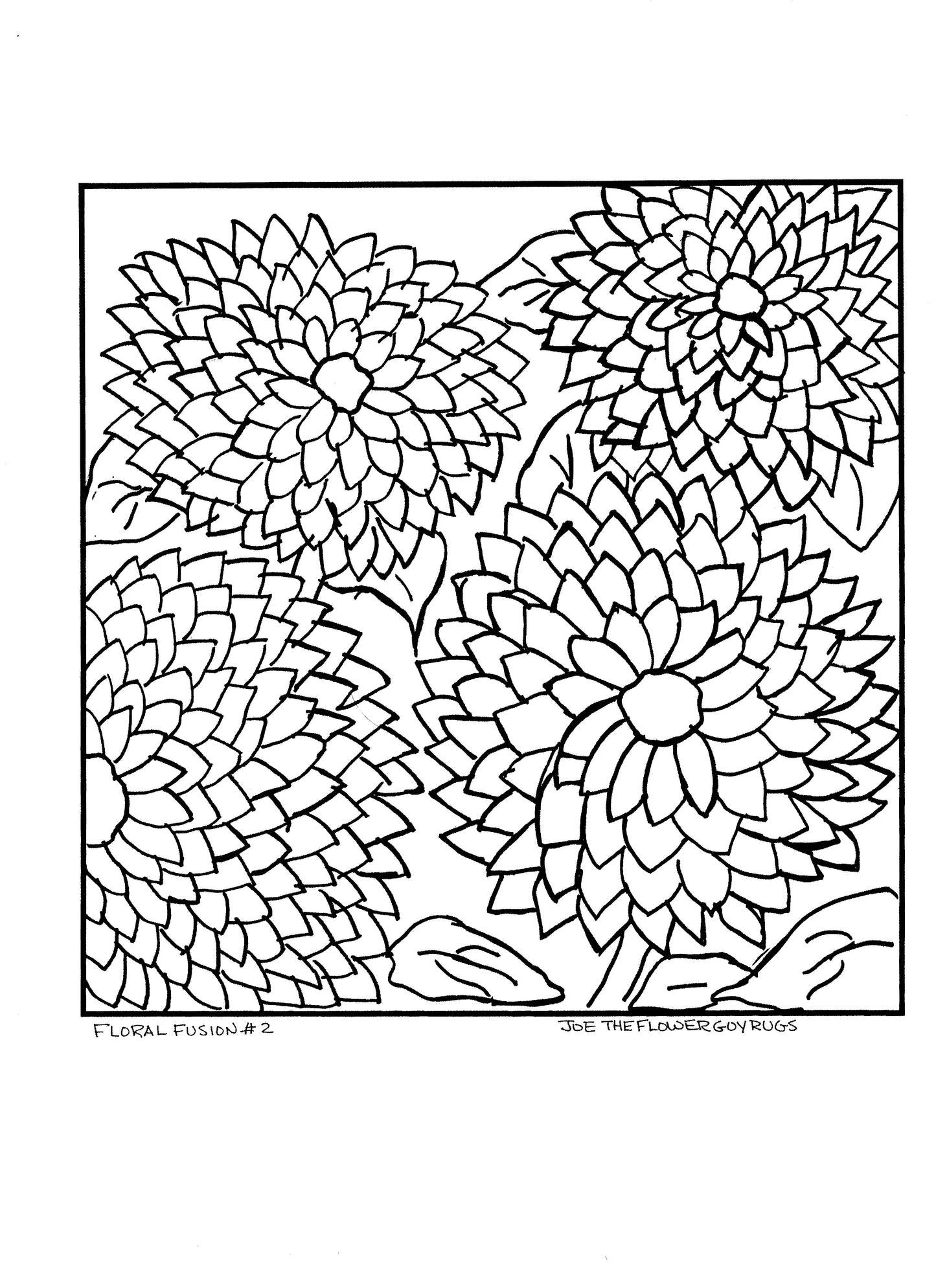 Floral Fusions #2 - Zinniascape - Linen pattern - 18 x 18 inches