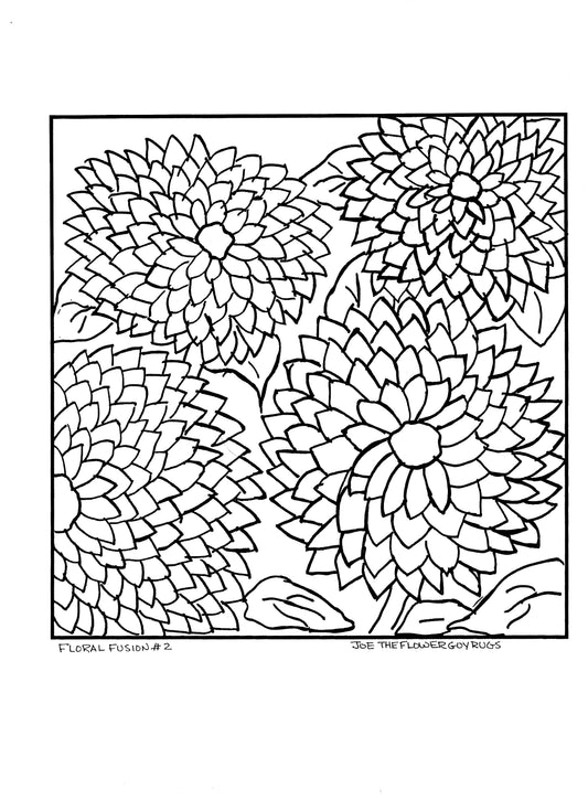 Floral Fusions #2 - Zinniascape - Linen pattern - 18 x 18 inches
