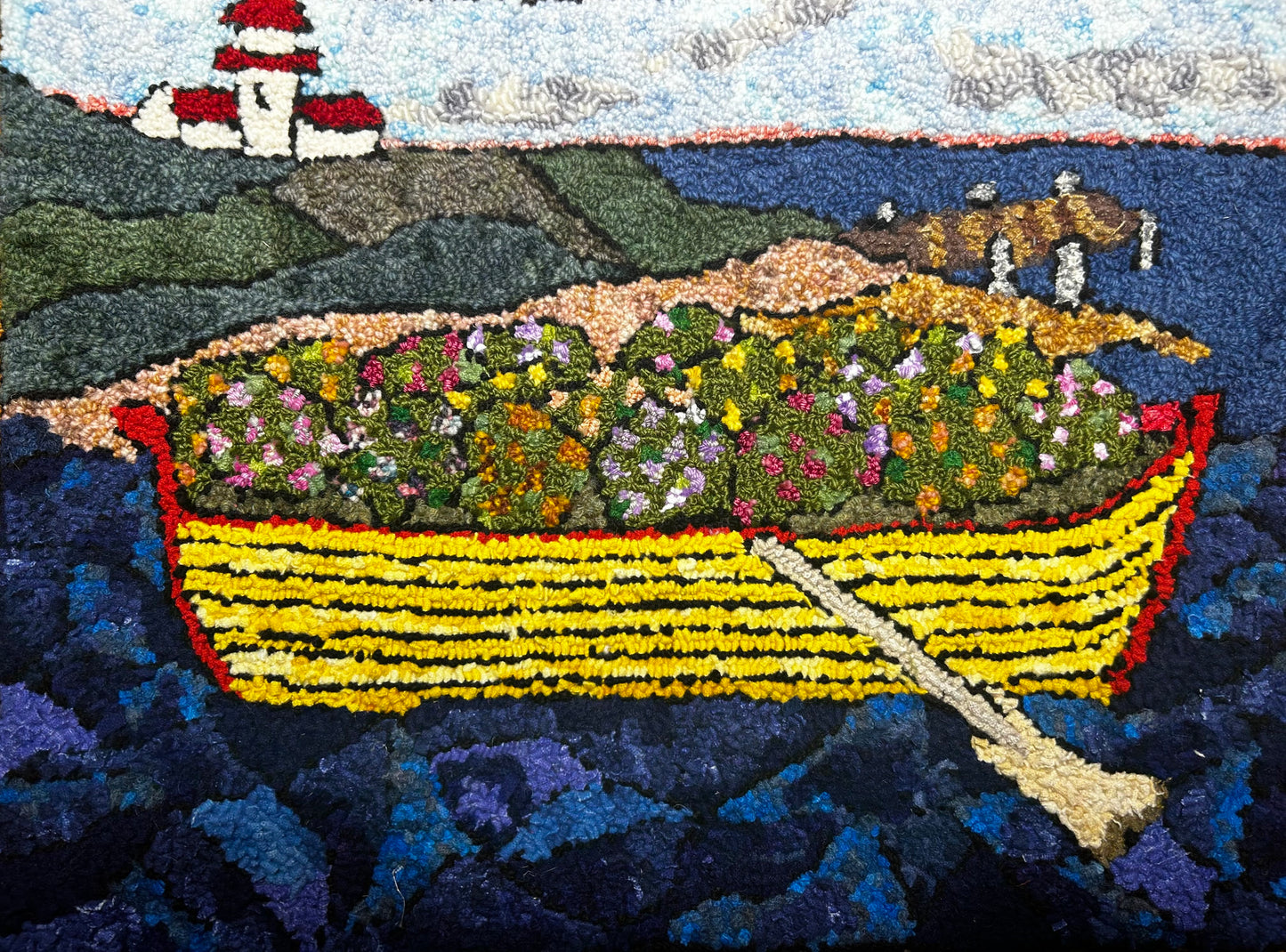 Pugwash Dory Blooms - approx  11 x 17 on linen and framed