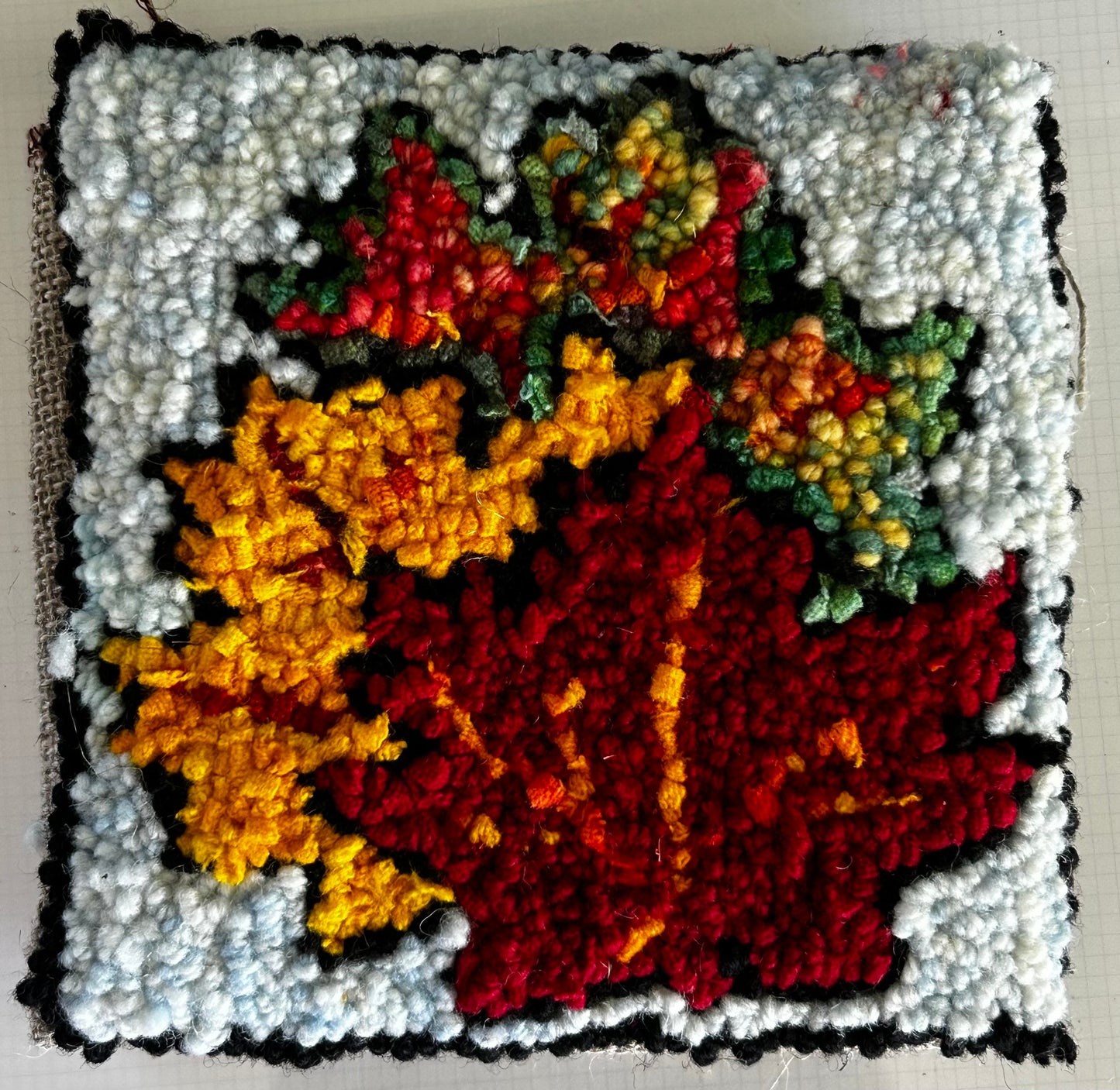 Color Burst Fall - Mini Rug - Burlap or Linen Pattern