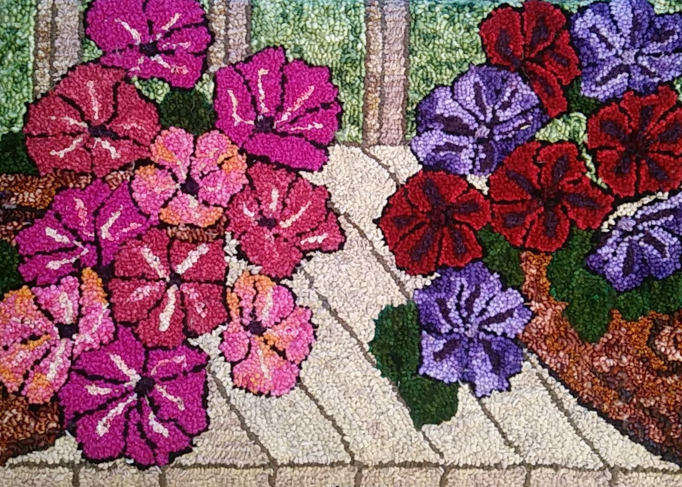 Porch Petunias - Burlap Pattern - 11 x 17 inches (approx)