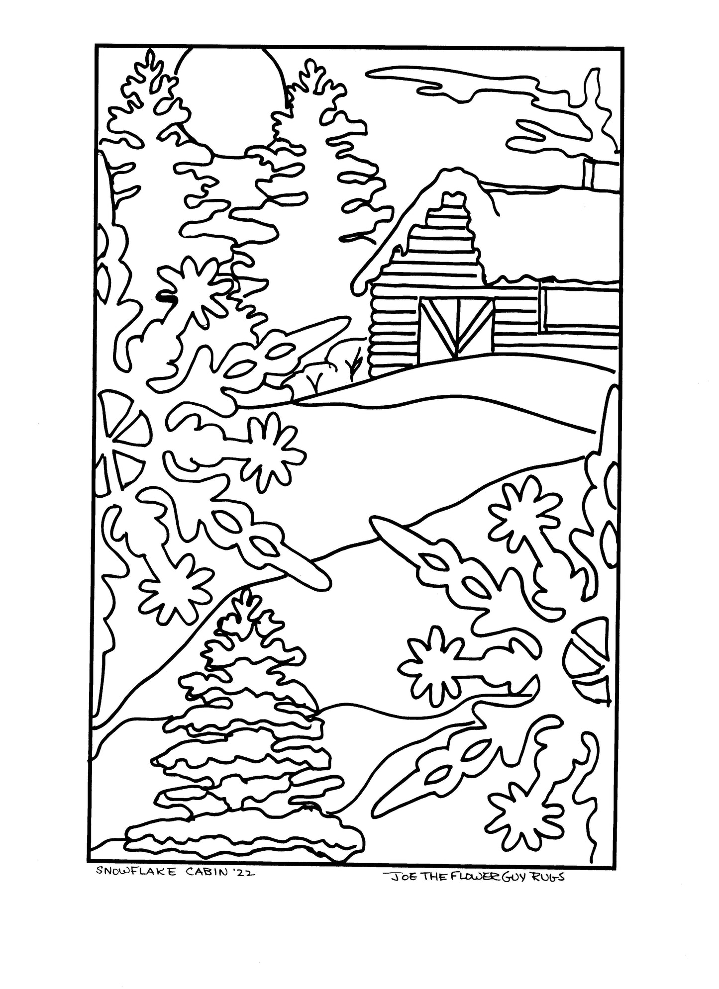 Snowflake Cabin - Linen Pattern - 11 x 17 approx.